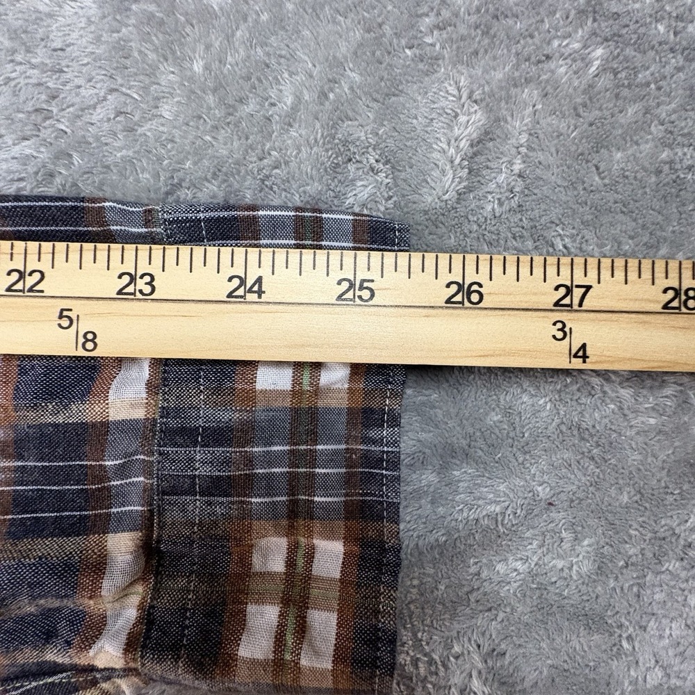 Carbon2Cobalt‎ Men's L Brown & Blue Plaid Linen Blend LS Button Up SEE DESC - Picture 14 of 14